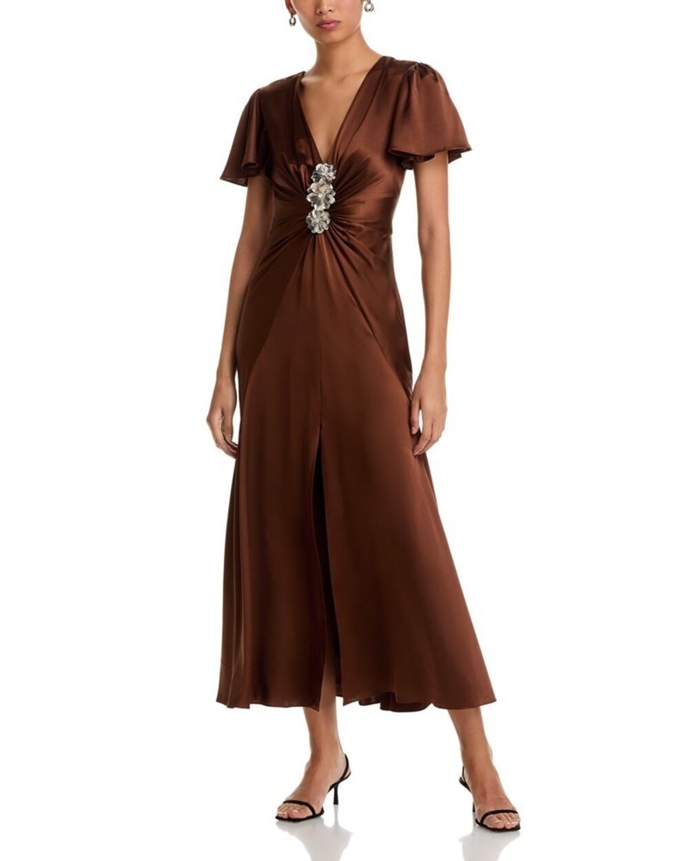 Cinq a Sept Kordyn Silk Dress Brown Size 8 3750